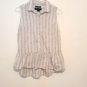 Tahari 100% linen sleeveless top. Size S.